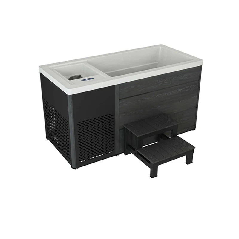 H2O Chillax Ice Bath with matching entry steps and vented chiller panel